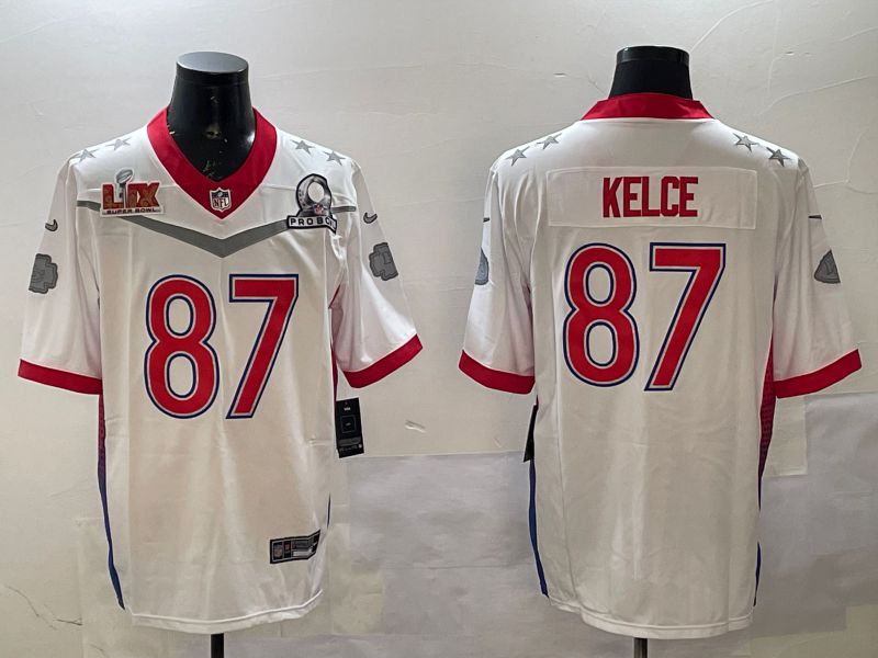 Men Kansas City Chiefs #87 Kelce White All star 2025 Nike Vapor Limited NFL Jersey style 3